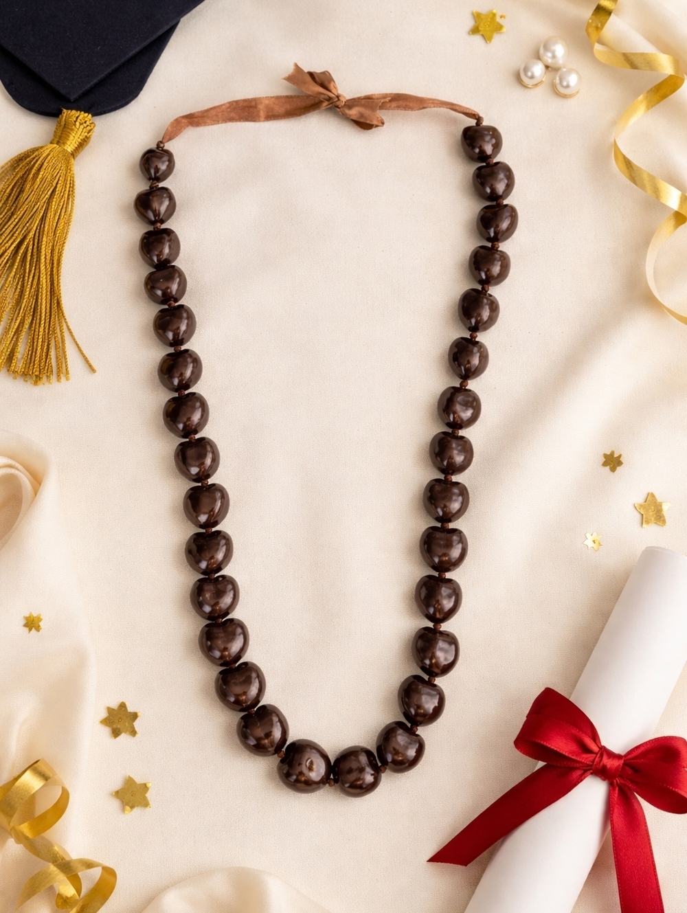 Hawaiian Kukui Nut Chocolate Brown Necklace